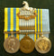 Trio: Queens Korea Medal, United Nation Korea medal and Korea 50 year anniversary medal.  Queens Korea Medal impressed 22540855 PTE. K. INGHAM. KINGS. UN Korea unnamed as issued. - VF SOLD