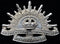 Rare example of a WW2 era Armoured Corps  White metal Rising Sun Hat Badge.  Note the “Halo” between the rays of the sun.  Never encountered this variety before  - SOLD