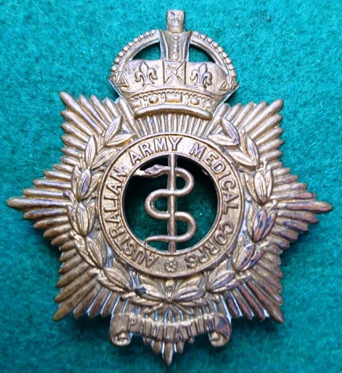 Australian Army Medical Corps 70mm Brass Hat Badge