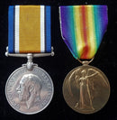 Pair: British war and Victory medal impressed to 42820 PTE A. W. G. MOUNT. M.G.C.