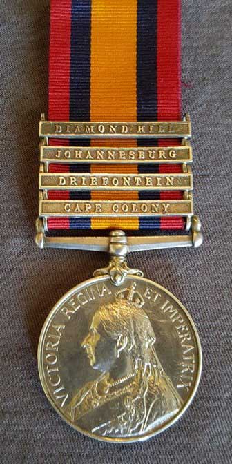 Single: Queen's South Africa 1899-1902, four clasps "CC, DR, JOH, DH" impressed 1446 TPR G. MC MAHON N. S. W. BUSHMEN - EF SOLD