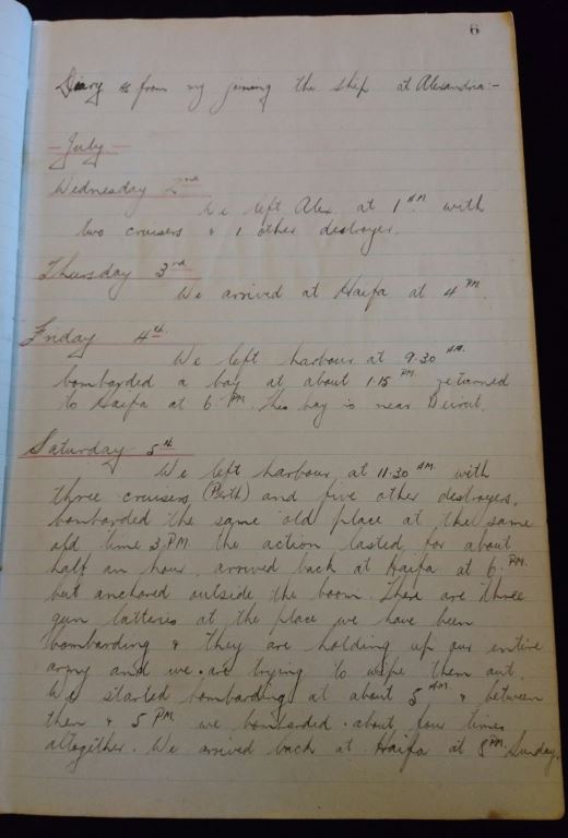 Rare diary for HMAS NIZAM. Covering the period from July 1941 to March 1943 - SOLD