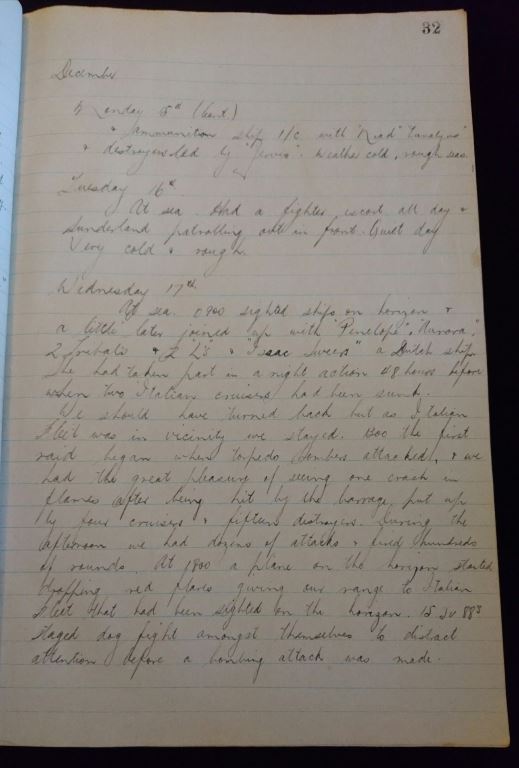 Rare diary for HMAS NIZAM. Covering the period from July 1941 to March 1943 - SOLD