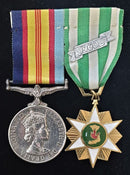 Pair: Vietnam Medal and Vietnam Star with 1960- clasp. The Vietnam medal is correctly impressed to 18821 K. J. Pardella and the Vietnam Star is correctly engraved.