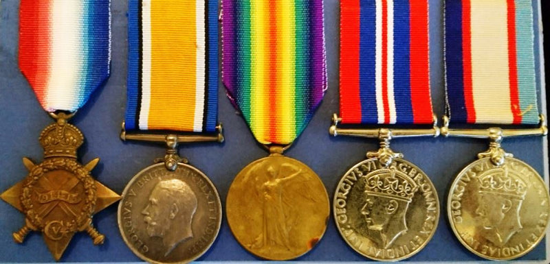 Five: 1914/15 Star, British War, Victory Medal, War Medal 1939/45 and ASM 1939/45. WW1 trio correctly impressed to 1913 PTE. H. T. PARKER 26/BN AIF. War Medal 1939/45 and ASM 39/45 correctly impressed Q50772 H. T. PARKER