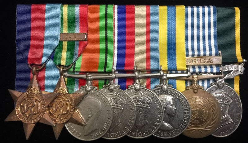 GH20: An extremely rare group of eight comprising: 1939-45 Star and Pacific Star with BURMA CLASP (small, impressed naming) Defence Medal, War Medal and ASM (impressed)