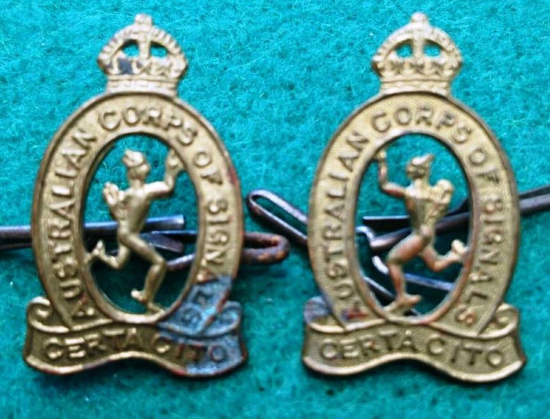 Australian Corps of Signals 30mm Brass pair of collars