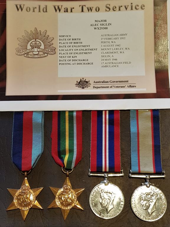 Group of Four: 1939/45 Star, Pacific Star, War Medal and Australian Service Medal 39/45. All medals correctly impressed to WX29300 A. SIGLIN - EF SOLD