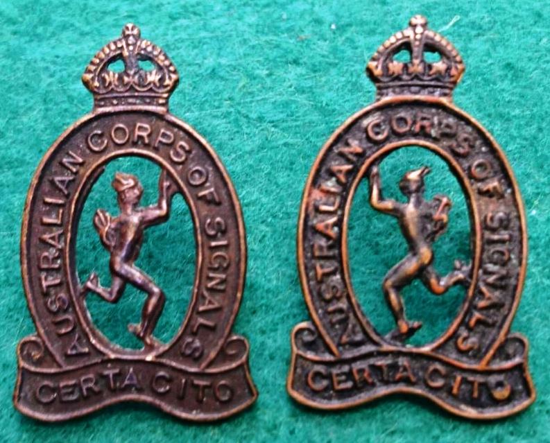 Australian Corps of Signals 30mm Oxidised pair of collars