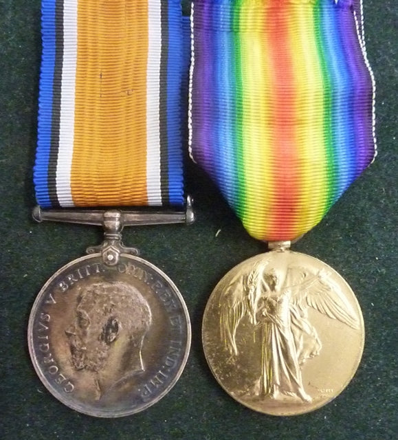 Pair: British War Medal and Victory Medal both correctly impressed to 6084 PTE G. F. E. SMITH 2 BN.  A.I.F. - EF SOLD