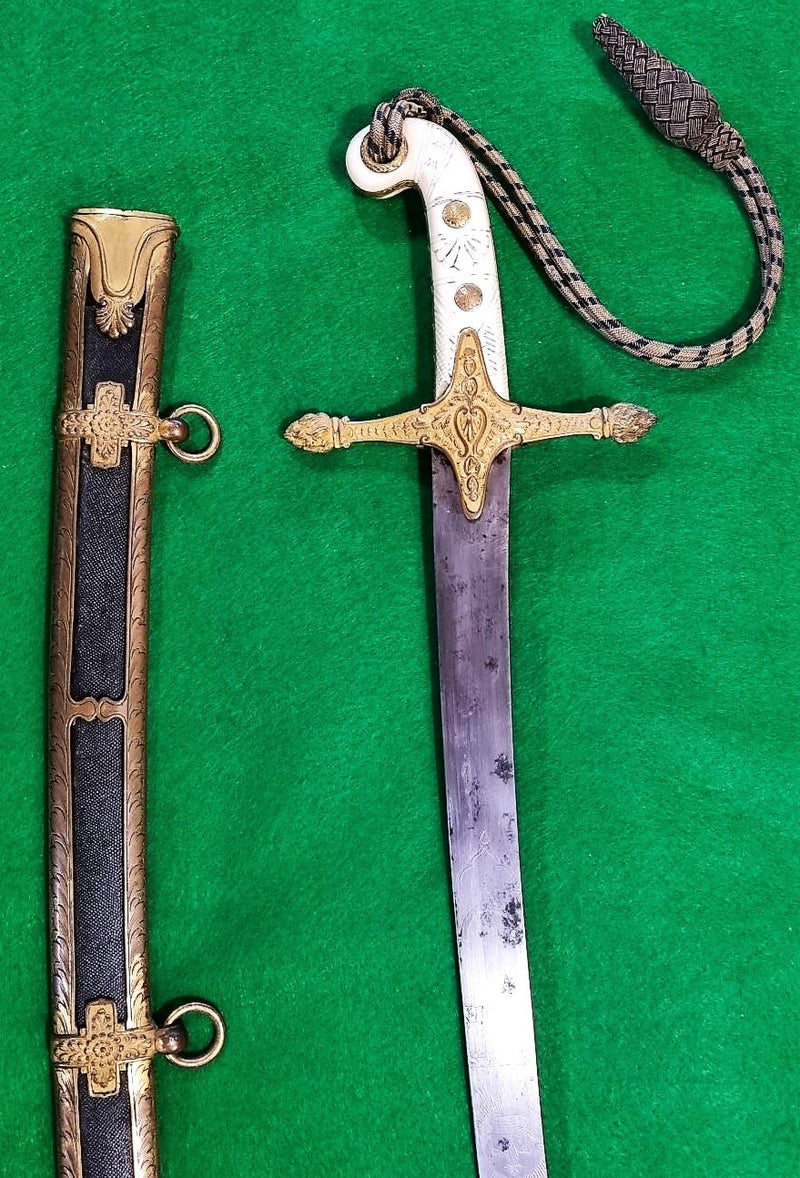 A scarce Cavalry Officers Mameluke Hilted dress sword with blade etched with Kings Hussars and makers details