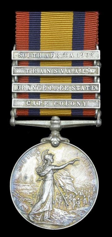 Queen’s South Africa 1899-1902, 4 clasps, Cape Colony, Orange Free State, Transvaal, South Africa 1902 (5843 Tpr. F. C. Thiele, N.Z.M.R. 8th Cont.) - Nearly very fine SOLD