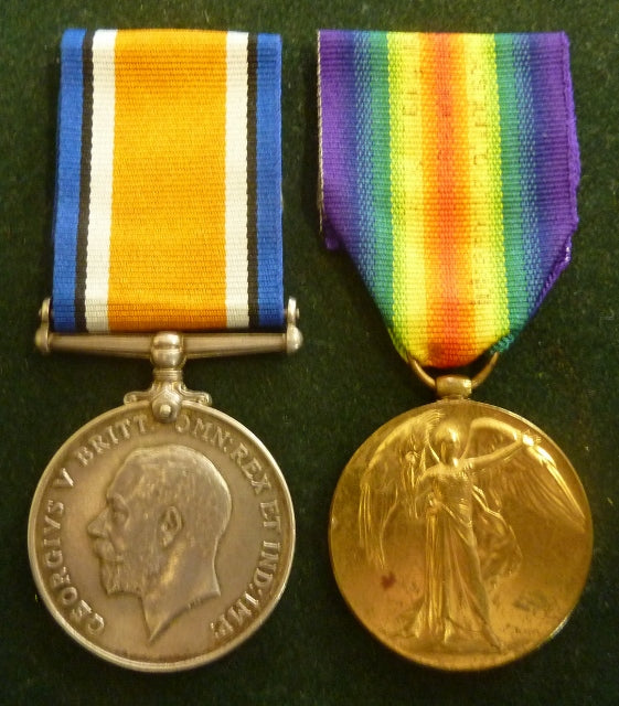 Pair: British War Medal and Victory medal (missing 1914/15 star). Both correctly   impressed to 1349 PTE W. J. THORP 5 BN A.I.F.