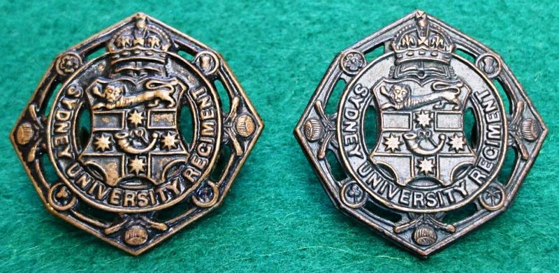 Sydney University Regiment Oxidised pair of collars