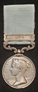 Army of India 1799-1826, 1 clasp, Ava (Serjt. R. Whittan, 45th Foot) short reverse hyphen, officially impressed naming,   Obverse shows proud polishing with excellent reverse, EK so Good, Fine - SOLD