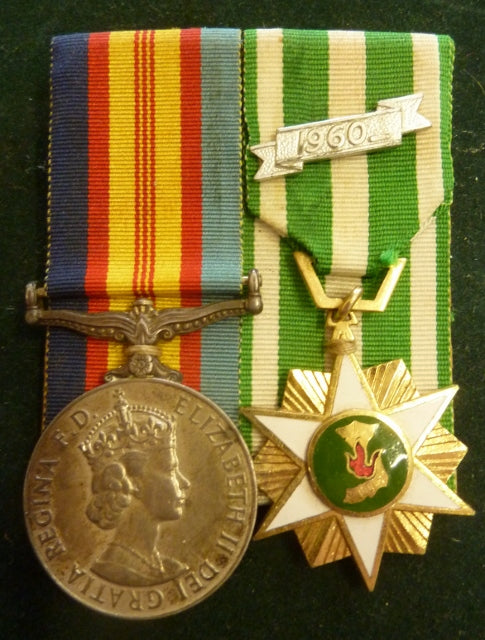 Pair: Vietnam Medal and Vietnam Star with 1960- clasp. The Vietnam medal is correctly impressed to 44183 R. F. WILHELM and the Vietnam Star has the correct first type engraving. - VF SOLD